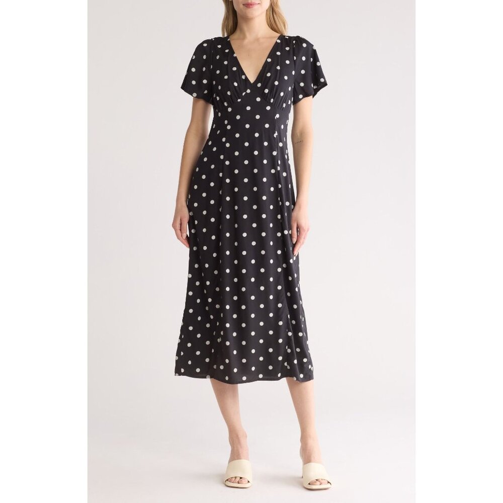 Madewell Black Polka Dot Midi Dress